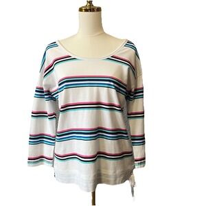 Women's T By Talbot's Multicolor Striped Top Size Medium Bust 40"